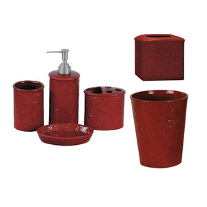 HiEnd Accents Savannah Bathroom Sets PK400106-OS-RD Red Ceramic 