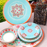 HiEnd Accents Western Melamine Set PK500110 Turquoise, Red Melamine 16.25x16.3x1