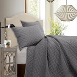 HiEnd Accents Velvet Diamond Quilt Set PK6300-FQ-GR Gray Face: 100% polyester, Back: 100% Cotton. Filling: 100% polyester 92x96x1