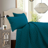 HiEnd Accents Velvet Diamond Quilt Set PK6300-KG-TL Teal Face: 100% polyester; Back: 100% cotton; Fill: 100% polyester 110x96x1