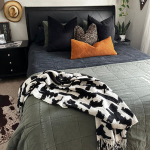 HiEnd Accents Stonewashed Cotton Velvet Quilt Set PK6500-FQ-BK Black Face and Back: 100% cotton; Fill: 100% polyester 92x96x0.5