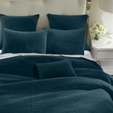 HiEnd Accents Stonewashed Cotton Velvet Quilt Set PK6500-FQ-DB Deep Blue Face and Back: 100% cotton; Fill: 100% polyester 92x96x0.5