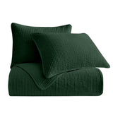 HiEnd Accents Stonewashed Cotton Velvet Quilt Set PK6500-FQ-EM Emerald Face and Back: 100% cotton; Fill: 100% polyester 92x96x0.5