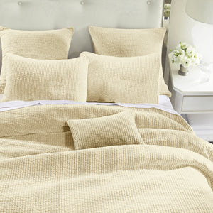 HiEnd Accents Stonewashed Cotton Velvet Quilt Set PK6500-KG-LT Light Tan Face and Back: 100% cotton; Fill: 100% polyester 110x96x0.5