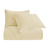 HiEnd Accents Stonewashed Cotton Velvet Quilt Set PK6500-KG-LT Light Tan Face and Back: 100% cotton; Fill: 100% polyester 110x96x0.5