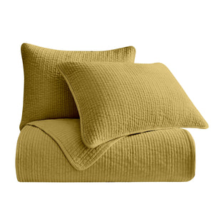 HiEnd Accents Stonewashed Cotton Velvet Quilt Set PK6500-KG-TU Tuscan Face and Back: 100% cotton; Fill: 100% polyester 110x96x0.5