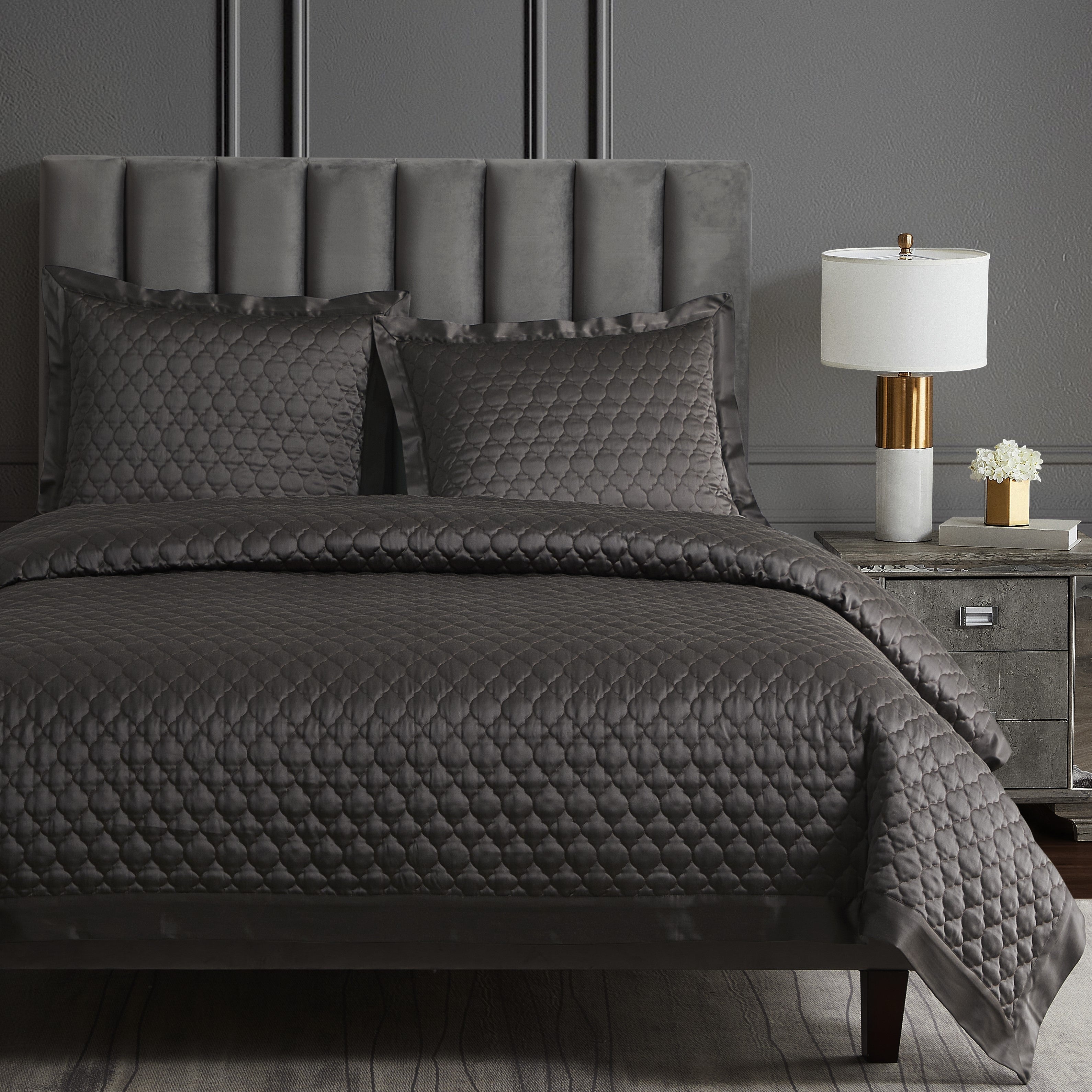 HiEnd Accents High Shine Satin Quilt Set