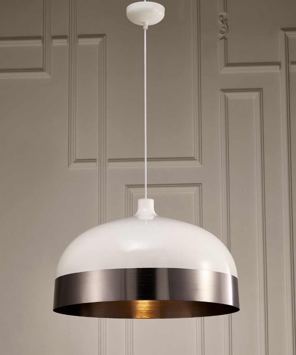 Adriana Pendant Lamp, Silver And White Aluminium