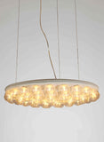 Ruby Pendant Lamp In White Metal And Glass Bulbs