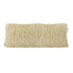 HiEnd Accents Mongolian Faux Fur Lumbar Pillow PL5003-LS-CR Cream Shell: 82% acrylic, 18% polyester; Fill: 100% polyester 14x36x5