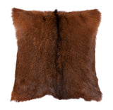 HiEnd Accents Axis Design Hide Throw Pillow PL5009-OS-DE Brown Pillow face is crafted from 100% goat fur, pillow back is 100% polyester, filled with waterfowl feathers. 18x18x6
