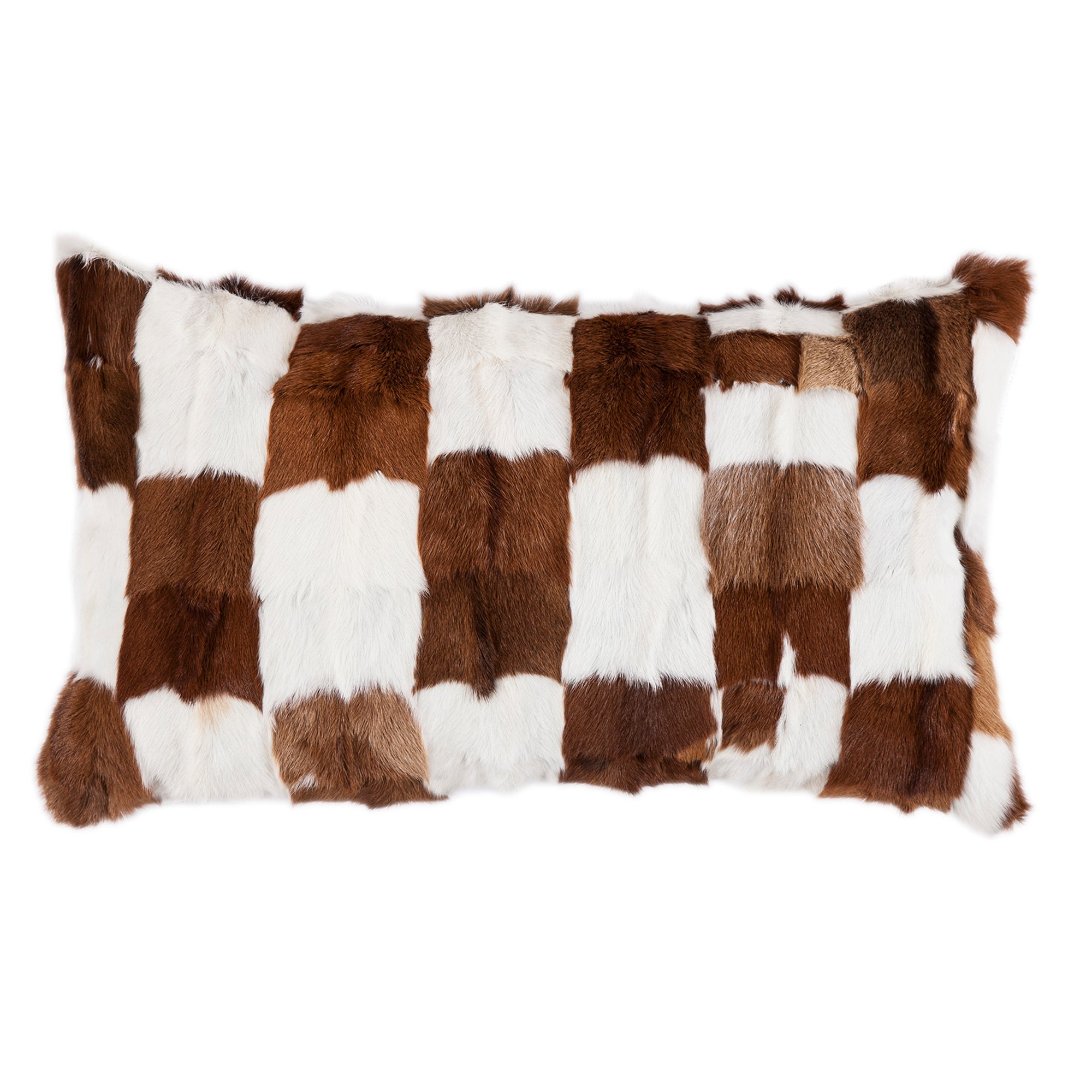 Goat Patched Hide Lumbar Pillow