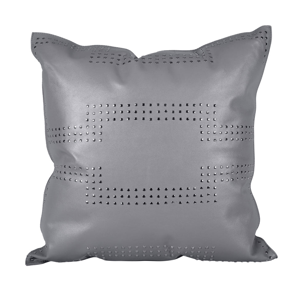 HiEnd Accents Genuine Leather Geometric Studded Throw Pillow PL5013 Gray Shell: 100% Leather , Filing: 100% Waterfowl Feathers 20x20x6