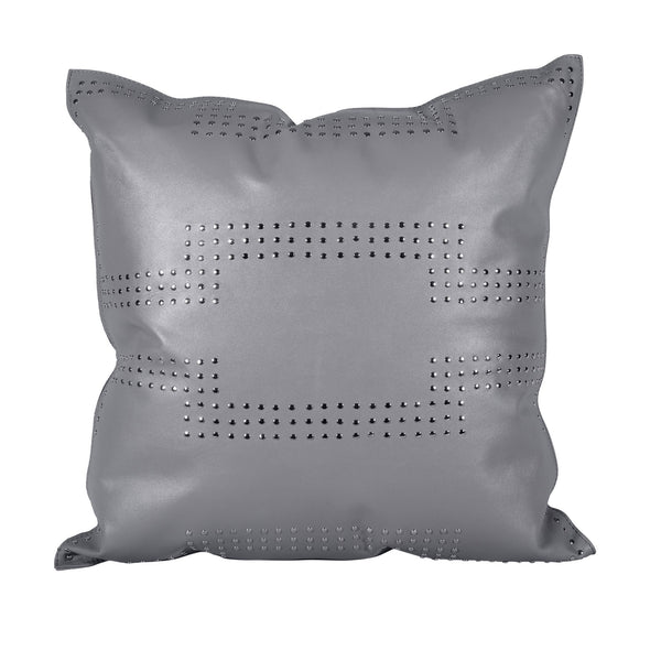 HiEnd Accents Genuine Leather Geometric Studded Throw Pillow PL5013 Gray Shell: 100% Leather , Filing: 100% Waterfowl Feathers 20x20x6