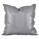 HiEnd Accents Genuine Leather Geometric Studded Throw Pillow PL5013 Gray Shell: 100% Leather , Filing: 100% Waterfowl Feathers 20x20x6