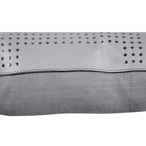HiEnd Accents Genuine Leather Geometric Studded Throw Pillow PL5013 Gray Shell: 100% Leather , Filing: 100% Waterfowl Feathers 20x20x6