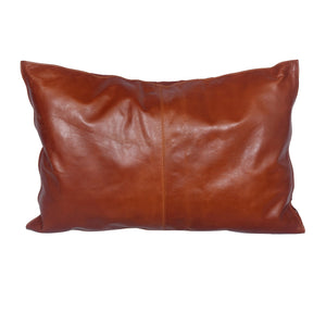 HiEnd Accents Genuine Leather Buckskin Lumbar Pillow PL5016 Brown Face: 100% leather; Back: 100% cotton canvas; Fill: 100% waterfowl feathers 16x24x6