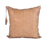 Genuine Leather Chevron Tasseled Throw Pillow