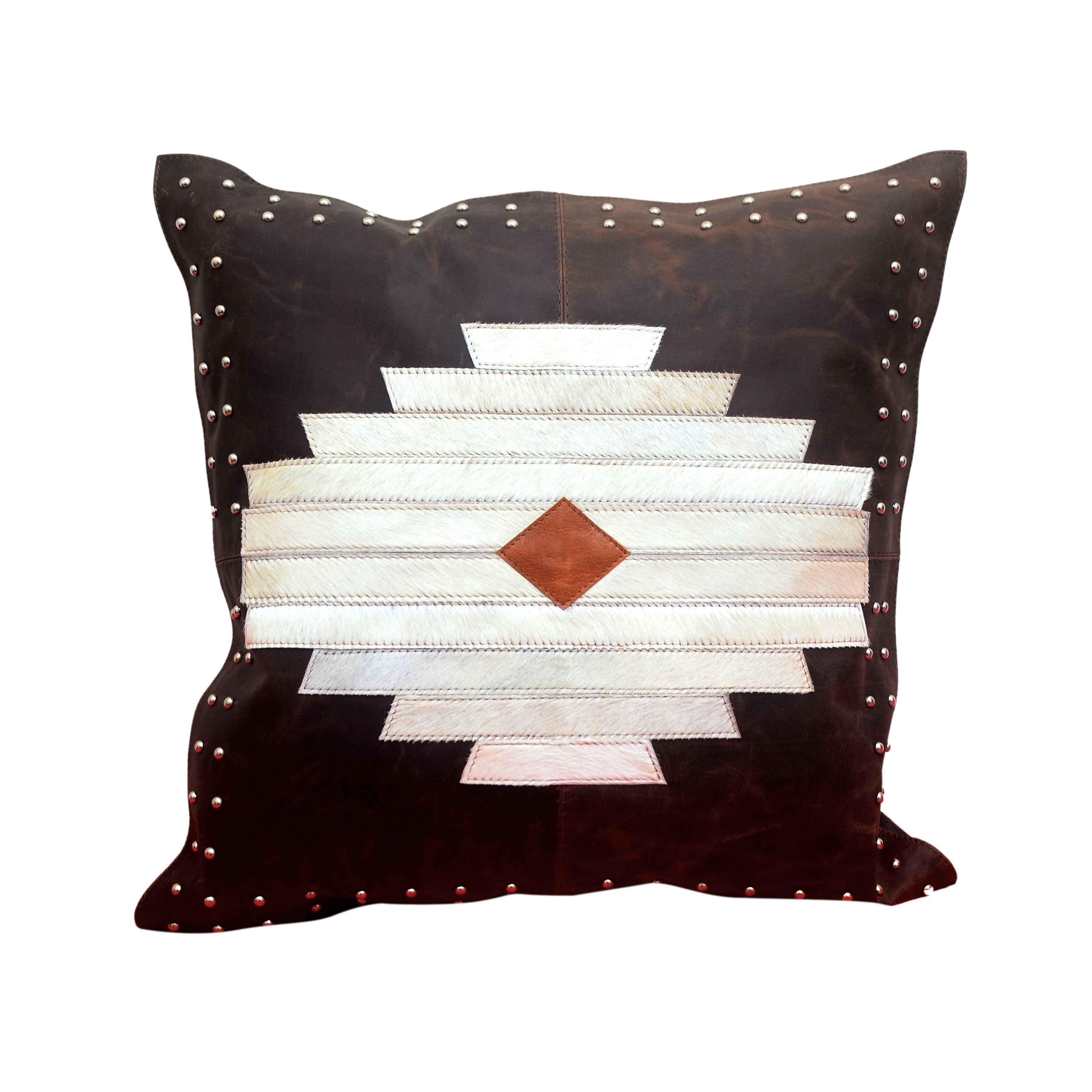 Genuine Leather & Hide Aztec Throw Pillow - Thumbnail 2