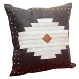 HiEnd Accents Genuine Leather & Hide Aztec Throw Pillow PL5020 Dark Brown Shell: 100% leather; Fill: 100% waterfowl feathers 20x20x6