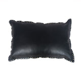 HiEnd Accents Genuine Midnight Black Euro soft Studded Flanged Pillow PL5021 Black Shell: 100% leather; Fill: 100% waterfowl feathers 16x24x6
