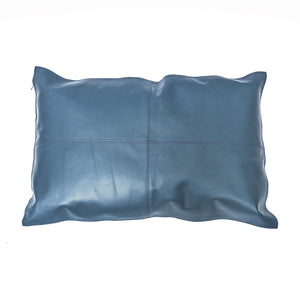 HiEnd Accents Blue Leather Pillow PL5028 Blue Shell - Front: 100% leather; Back: 100% cotton. Fill: 100% waterfowl feathers. 16x24