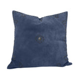 HiEnd Accents Western Suede Antique Silver Concho & Studded Pillow PL5030-OS-NA Navy Shell - Front: 100% suede leather, Back: 100% cotton. Fill: 100% waterfowl feathers. 20x20