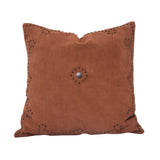 HiEnd Accents Western Suede Antique Silver Concho & Studded Pillow PL5030-OS-TB Tobacco Shell - Front: 100% suede leather, Back: 100% cotton. Fill: 100% waterfowl feathers. 20x20