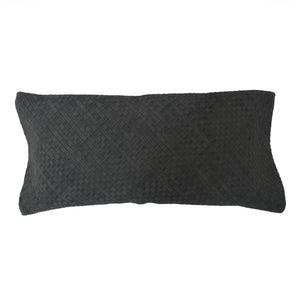 HiEnd Accents Woven Suede Lumbar Pillow PL5108-LS-BK Black Shell: 100% leather; Fil: 100% waterfowl feathers 14x30