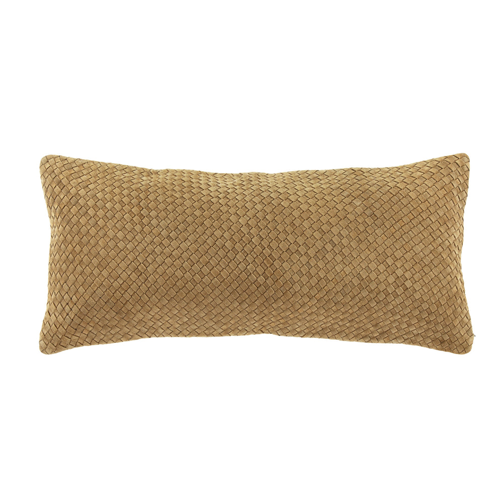 HiEnd Accents Woven Suede Lumbar Pillow PL5108-LS-BK Black Shell: 100% leather; Fil: 100% waterfowl feathers 14x30