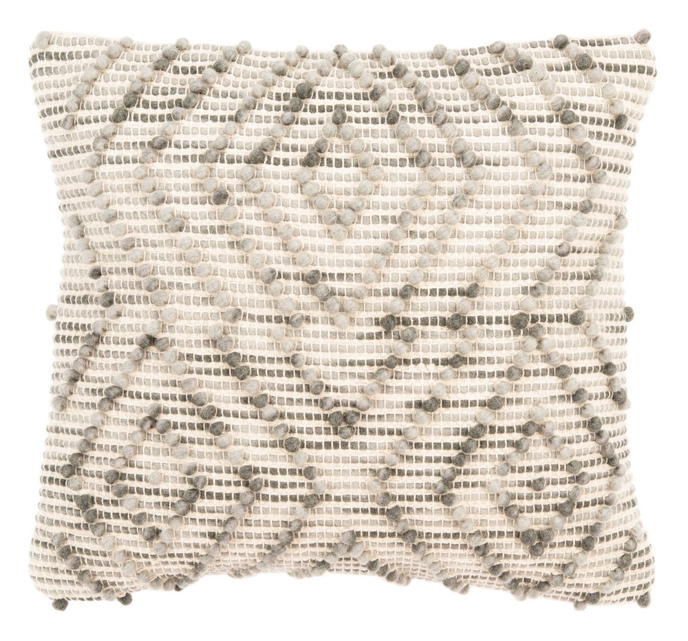 Adalia Pillow - Cozy Boho-Chic Grey Decor with Soft Wool-Cotton Blend & Delightful Diamond Patterns