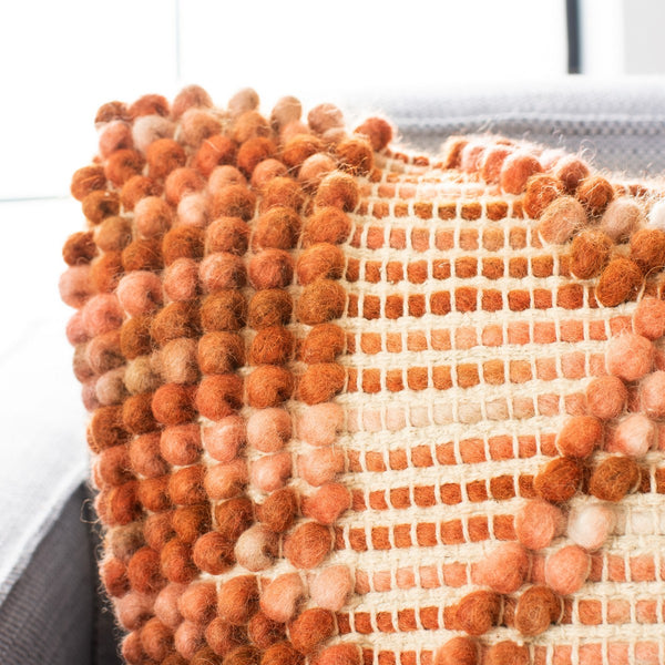 Baird Pillow - Boho-Chic Rust Accent with Knit Puff Stitches for Stylish Home Decor and Comfort