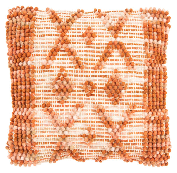 Baird Pillow - Boho-Chic Rust Accent with Knit Puff Stitches for Stylish Home Decor and Comfort