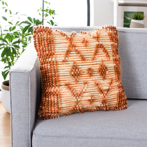 Baird Pillow - Boho-Chic Rust Accent with Knit Puff Stitches for Stylish Home Decor and Comfort