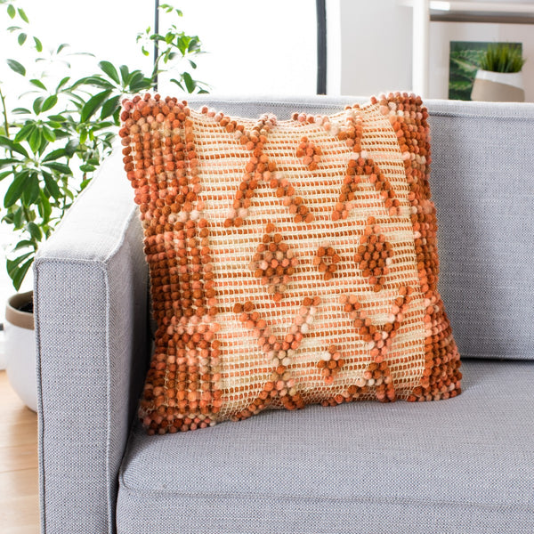 Baird Pillow - Boho-Chic Rust Accent with Knit Puff Stitches for Stylish Home Decor and Comfort