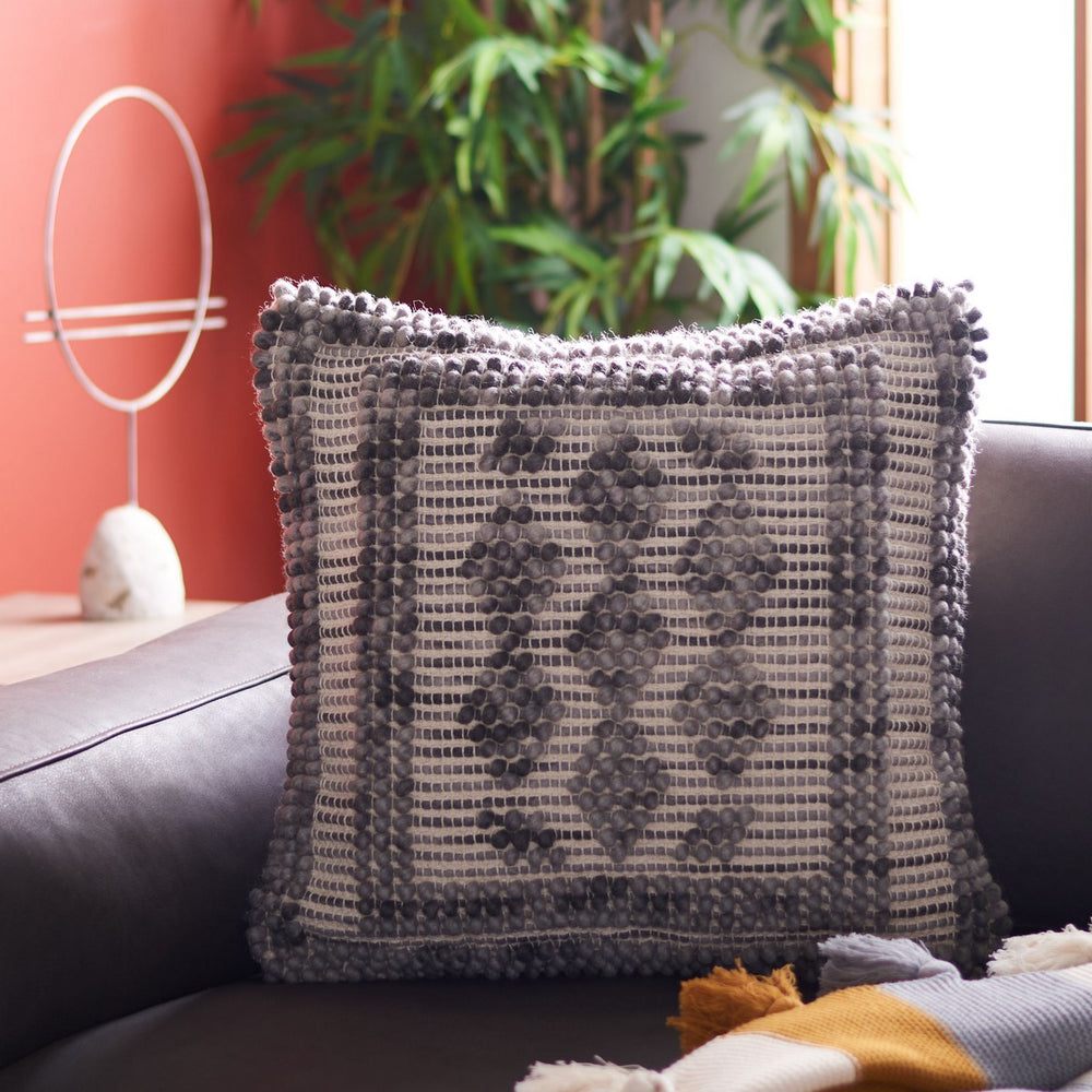 Darvey Pillow - Vintage Cardigan Inspired Knitted Grey Decorative Cushion for Cozy Home Décor