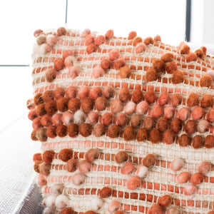 Nerina Pillow – Luxurious Wool-Cotton Blend with Textured Puff Stitches for Cozy Bohemian Style