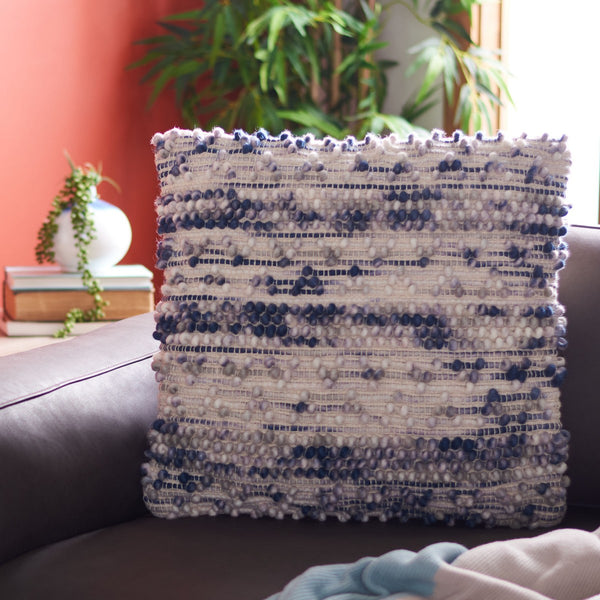 Nerina Pillow – Luxurious Wool-Cotton Blend with Textured Puff Stitches for Cozy Bohemian Style