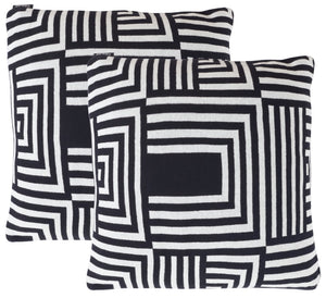 Safavieh Ziggy Pillow - Set of 2 Black / Ivory Cotton/Polyester PLS401A-1818-SET2