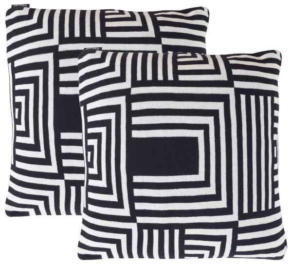 Safavieh Ziggy Pillow - Set of 2 Black / Ivory Cotton/Polyester PLS401A-1818-SET2