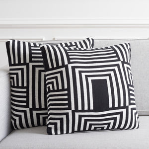 Safavieh Ziggy Pillow - Set of 2 Black / Ivory Cotton/Polyester PLS401A-1818-SET2