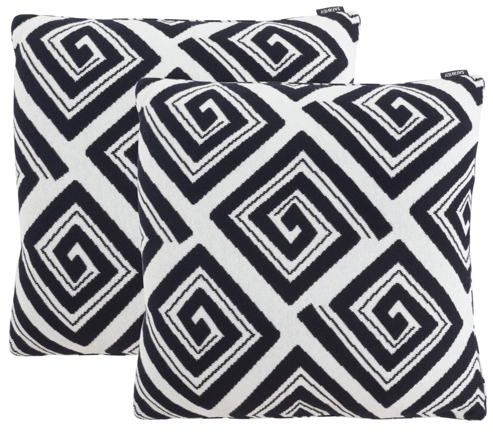 Safavieh Veda Pillow - Set of 2 Black / Ivory Cotton/Polyester PLS403A-1818-SET2