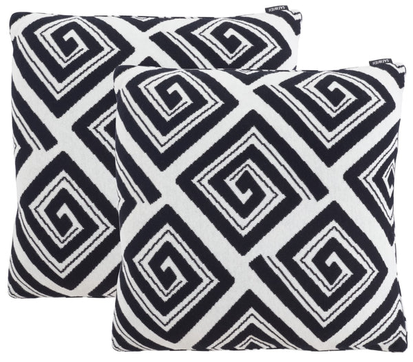 Safavieh Veda Pillow - Set of 2 Black / Ivory Cotton/Polyester PLS403A-1818-SET2
