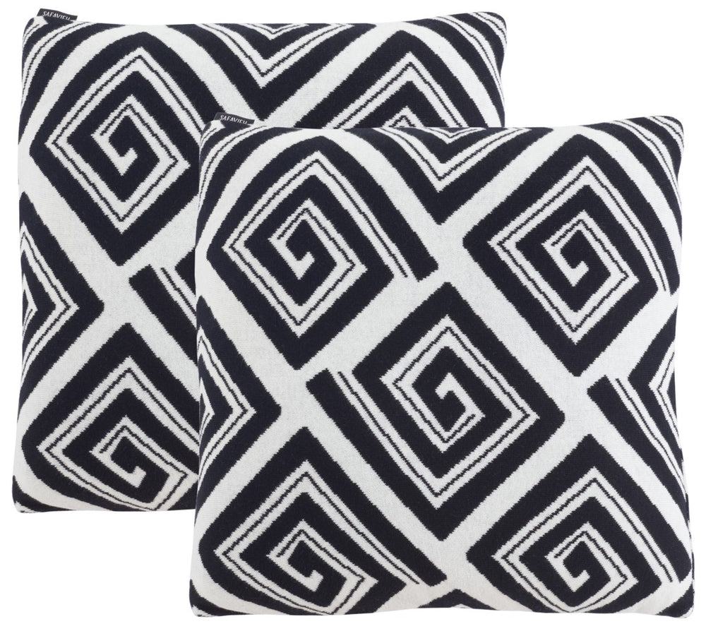 Safavieh Veda Pillow - Set of 2 Black / Ivory Cotton/Polyester PLS403A-1818-SET2