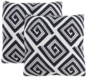 Safavieh Veda Pillow - Set of 2 Black / Ivory Cotton/Polyester PLS403A-1818-SET2