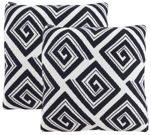 Safavieh Veda Pillow - Set of 2 Black / Ivory Cotton/Polyester PLS403A-1818-SET2