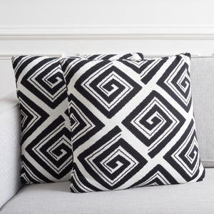 Safavieh Veda Pillow - Set of 2 Black / Ivory Cotton/Polyester PLS403A-1818-SET2