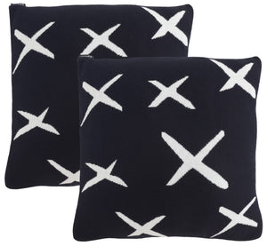 Safavieh Alto Pillow - Set of 2 Black / Ivory Cotton/Polyester PLS404A-1818-SET2