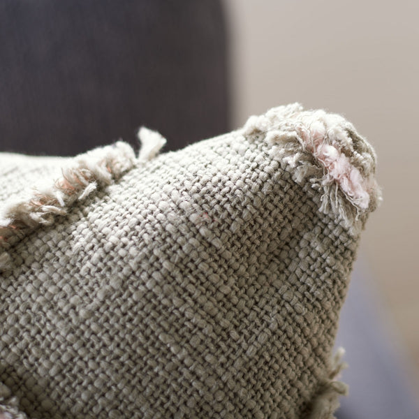 Ashlin Pillow Grey / Beige COTTON SLUB PATCH WORK PLS6526F-1818