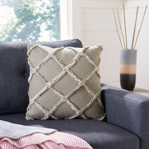 Ashlin Pillow Grey / Beige COTTON SLUB PATCH WORK PLS6526F-1818